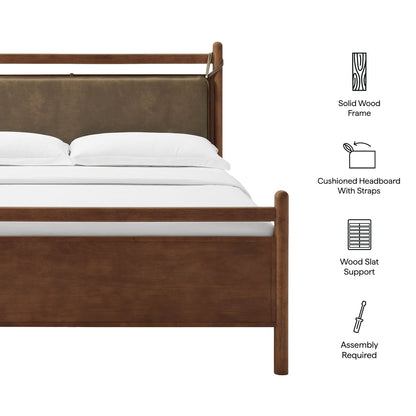Leni Solid Wood and Vegan Leather Bed Frame