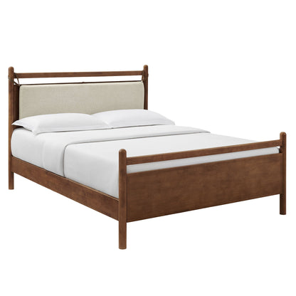 Leni Wood Platform Bed Frame beige upholstered headboard Modway on Tampa Home & Garden Store
