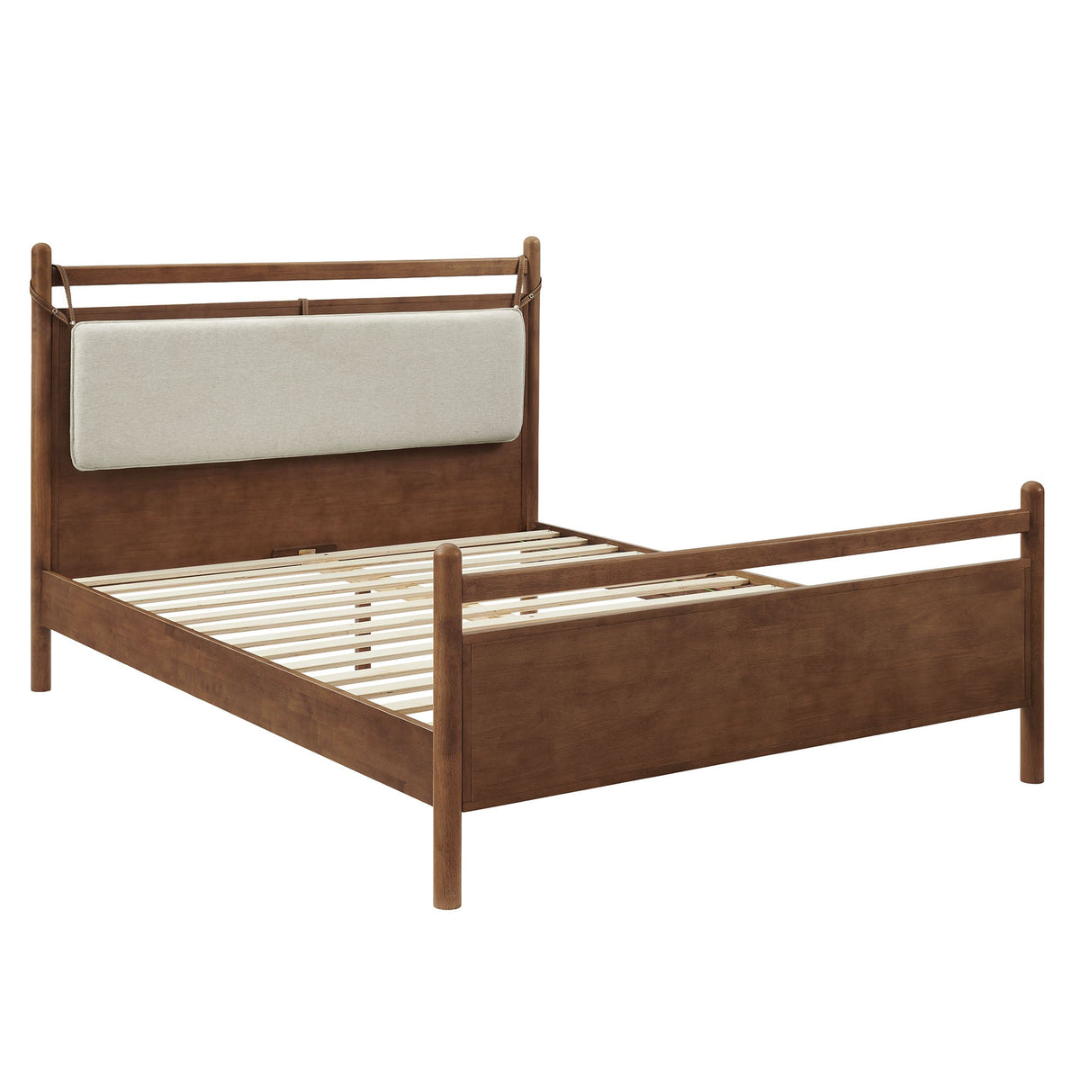 Leni Wood Platform Bed Frame by Modway with beige upholstered headboard and walnut finish on Tampa Home & Garden Store