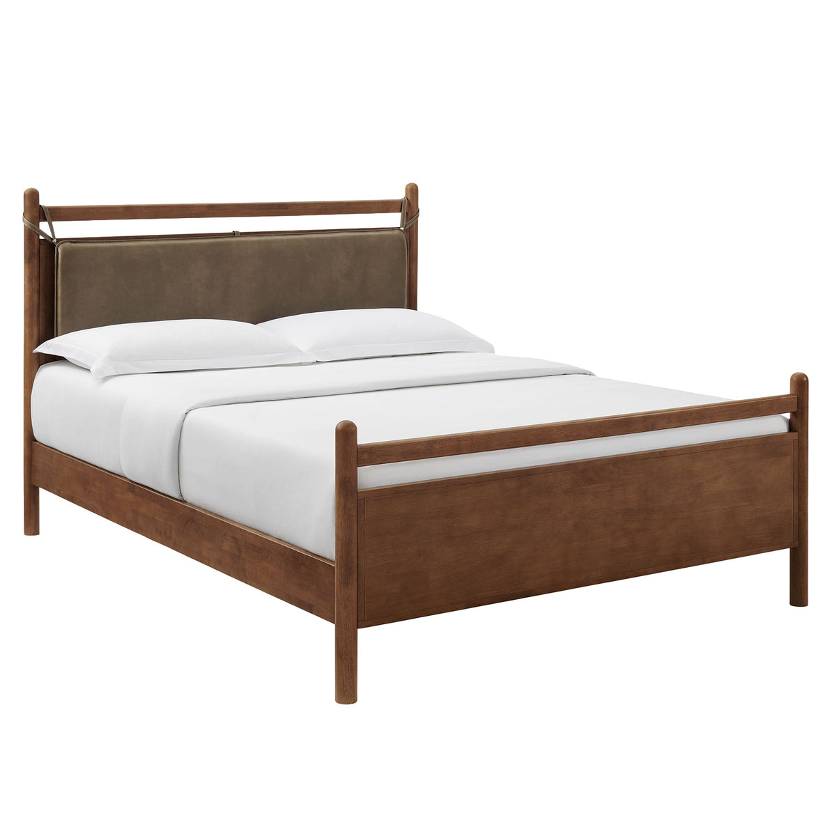 Leni Solid Wood and Vegan Leather Bed Frame