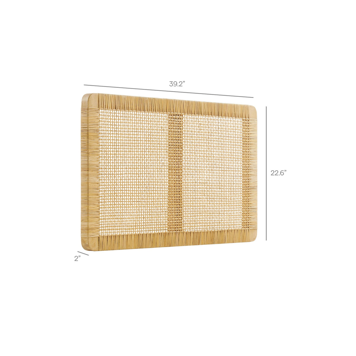 Headboard Sandy wood and rattan wall-mounted, natural beige woven panel 39.2in wide on Tampa Home & Garden Store