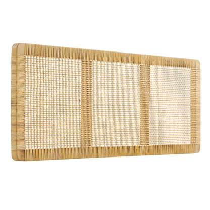Sandy wall-mounted headboard in wood and woven rattan, natural tan finish on Tampa Home & Garden Store