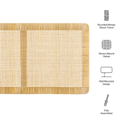 Sandy wall-mounted headboard in natural wood and woven rattan with rounded frame by Modway on Tampa Home & Garden Store