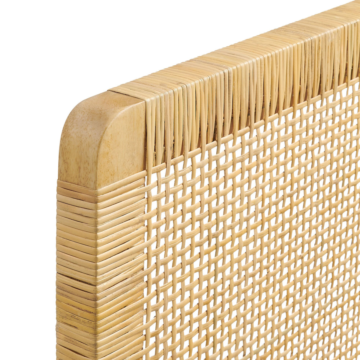 Headboard wall-mounted in sandy natural wood and woven rattan, HouseOfZazla on Tampa Home & Garden Store