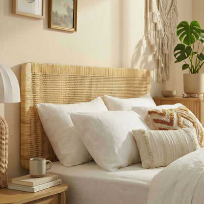 Headboard Sandy wall mounted wood and rattan by Modway, beige woven cane texture on Tampa Home & Garden Store
