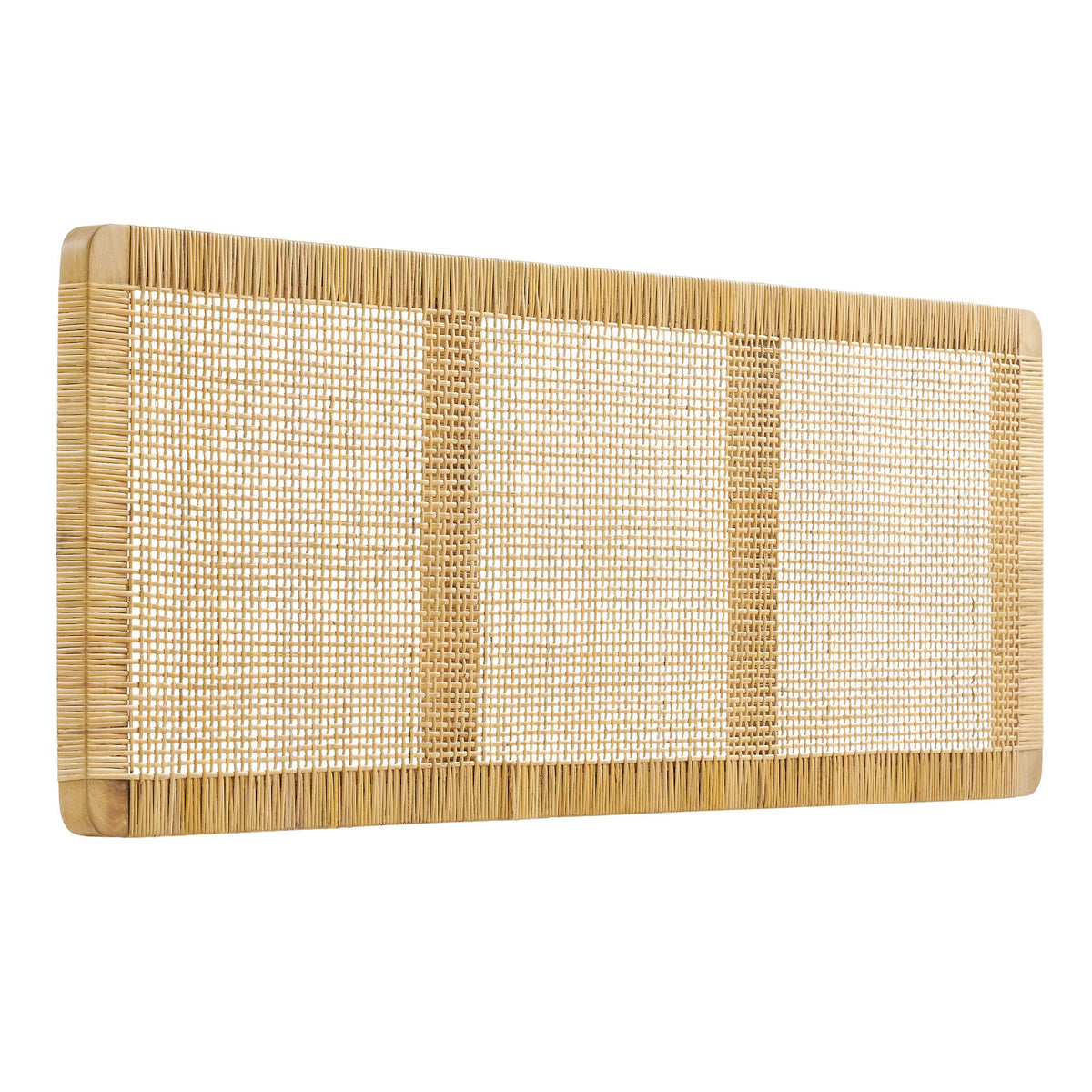 Natural sandy wood and rattan headboard with woven panels, wall-mounted design on Tampa Home & Garden Store
