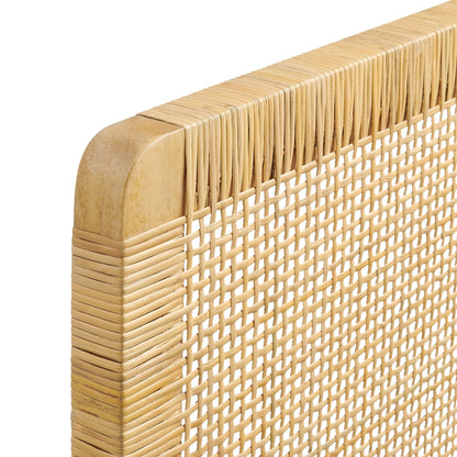 Sandy wall mounted wood and rattan headboard natural finish with woven panels on Tampa Home & Garden Store