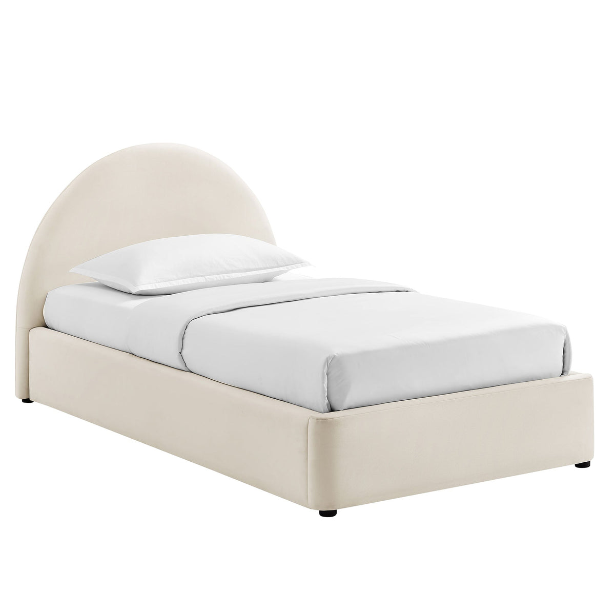 Resort arched velvet storage platform bed frame in cream with skirt by Modway on Tampa Home & Garden Store