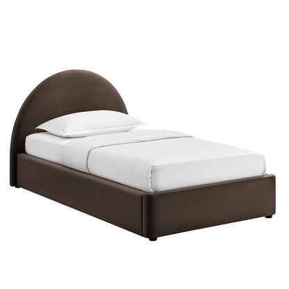 Resort Arched Velvet Storage Platform Bed, brown with curved headboard by Modway on Tampa Home & Garden Store