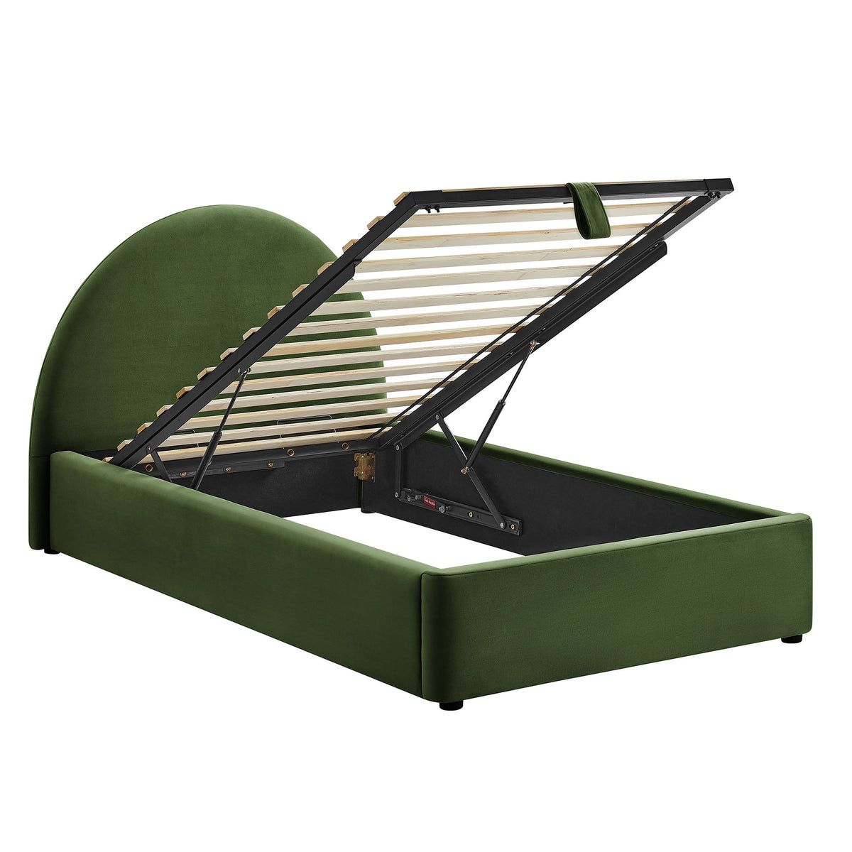 Resort Arched Performance Velvet Storage Platform Bed in emerald green with lift storage on Tampa Home & Garden Store