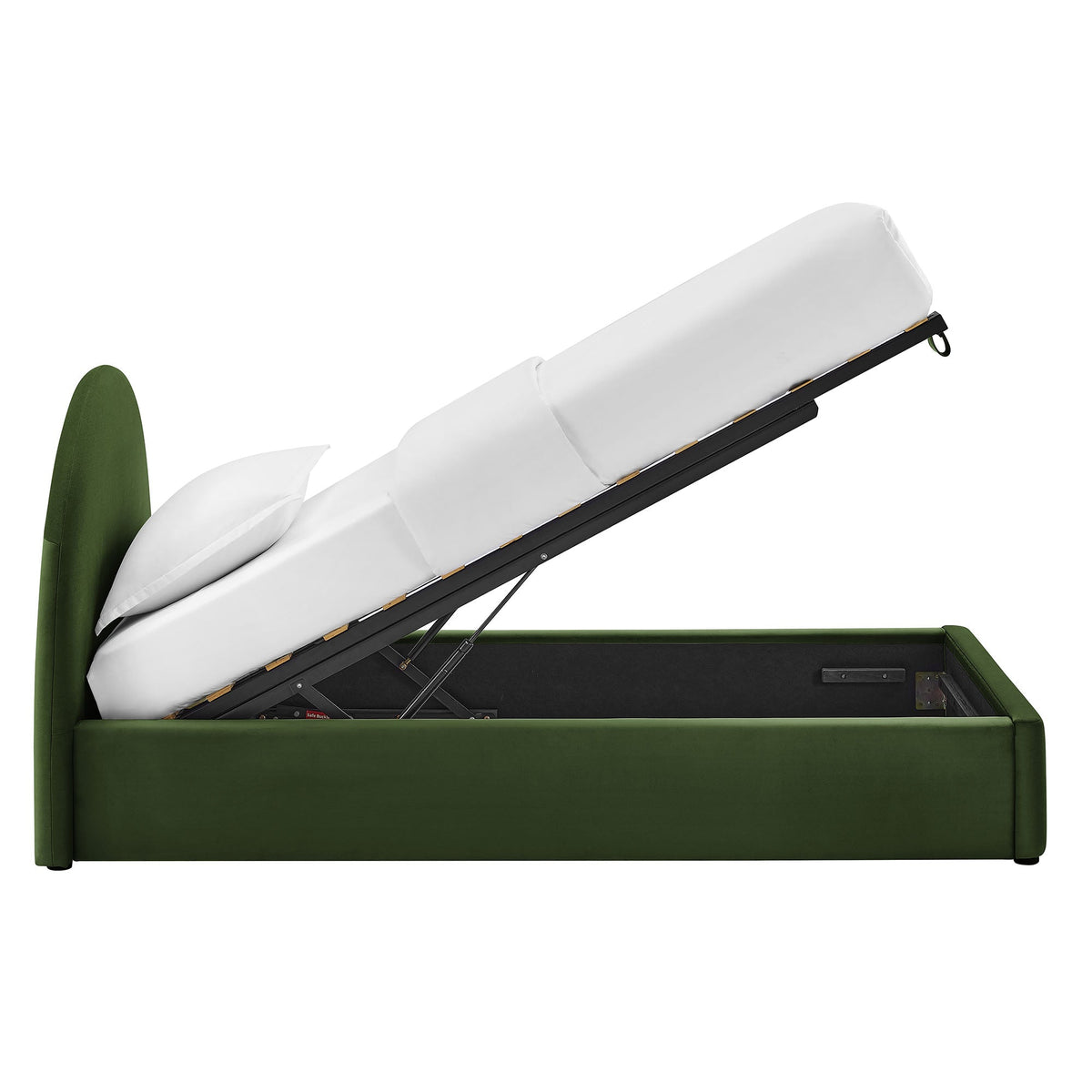 Resort Arched Performance Velvet Storage Platform Bed Frame in green with lift storage on Tampa Home & Garden Store