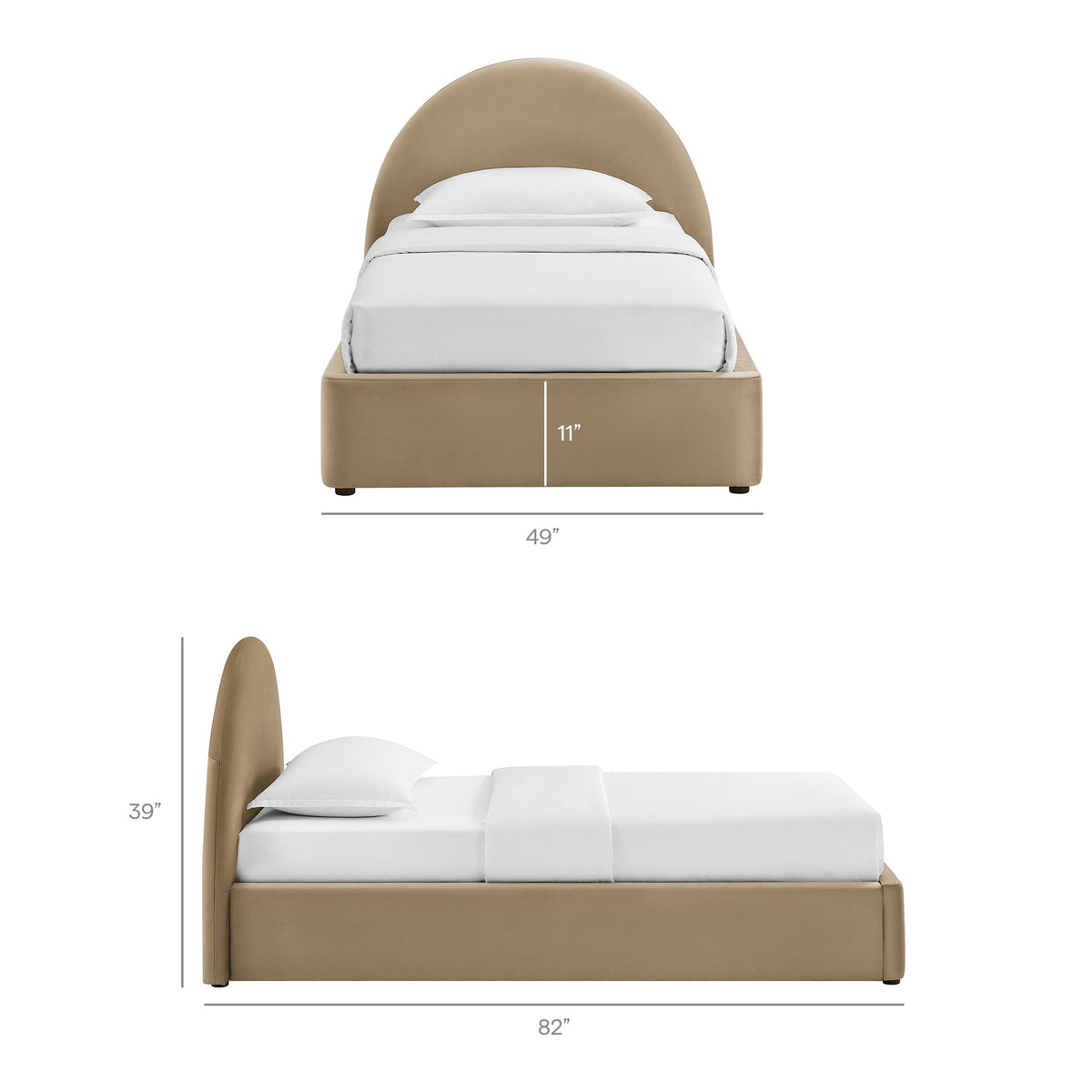 Resort arched performance velvet storage platform bed frame in tan by Modway on Tampa Home & Garden Store