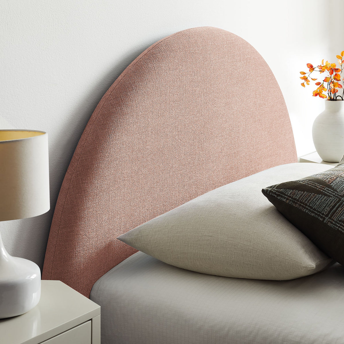 Resort arched upholstered fabric storage platform bed frame in blush pink by Modway on Tampa Home & Garden Store