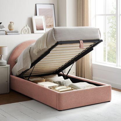 Resort arched upholstered storage platform bed frame in pink with metal legs by Modway on Tampa Home & Garden Store