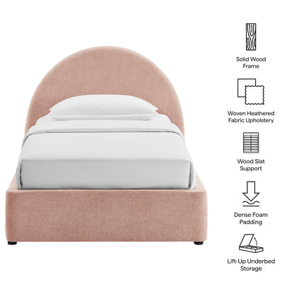 Resort arched upholstered fabric storage platform bed frame in blush pink by Modway on Tampa Home & Garden Store