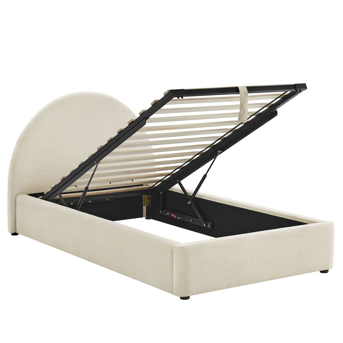 Resort arched upholstered fabric storage platform bed frame by Modway beige metal on Tampa Home & Garden Store