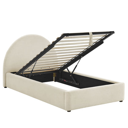 Resort arched upholstered fabric storage platform bed frame by Modway beige metal on Tampa Home & Garden Store