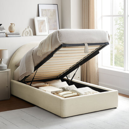 Resort arched upholstered fabric storage platform bed frame with black metal base by Modway on Tampa Home & Garden Store