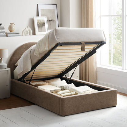 Resort Arched Upholstered Fabric Storage Platform Bed Frame by Modway in taupe on Tampa Home & Garden Store