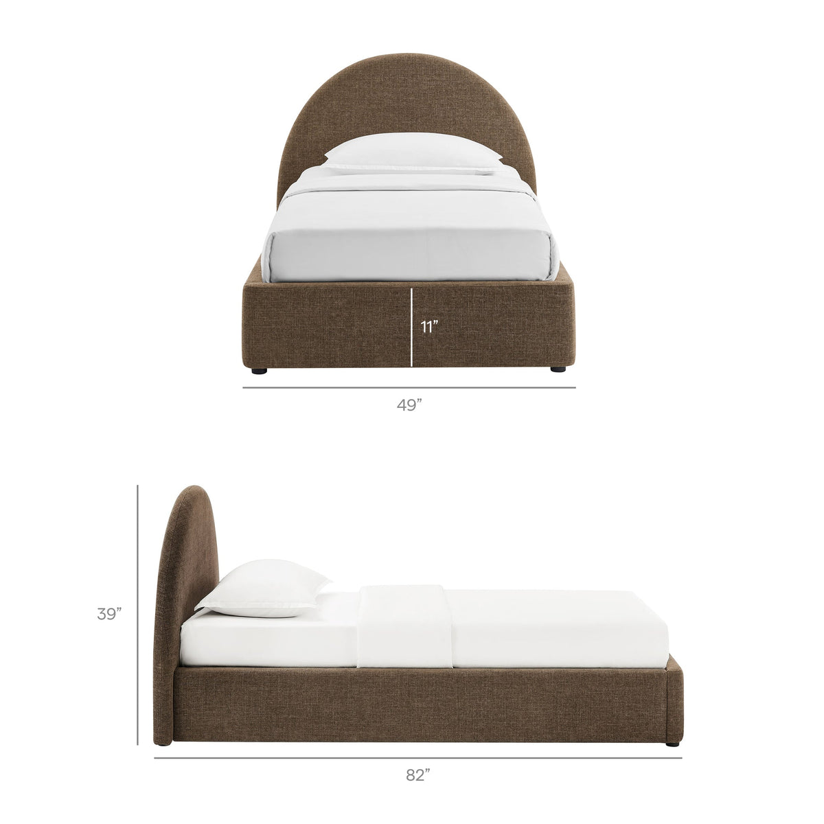 Resort arched upholstered brown fabric storage platform bed frame with two drawers by Modway on Tampa Home & Garden Store