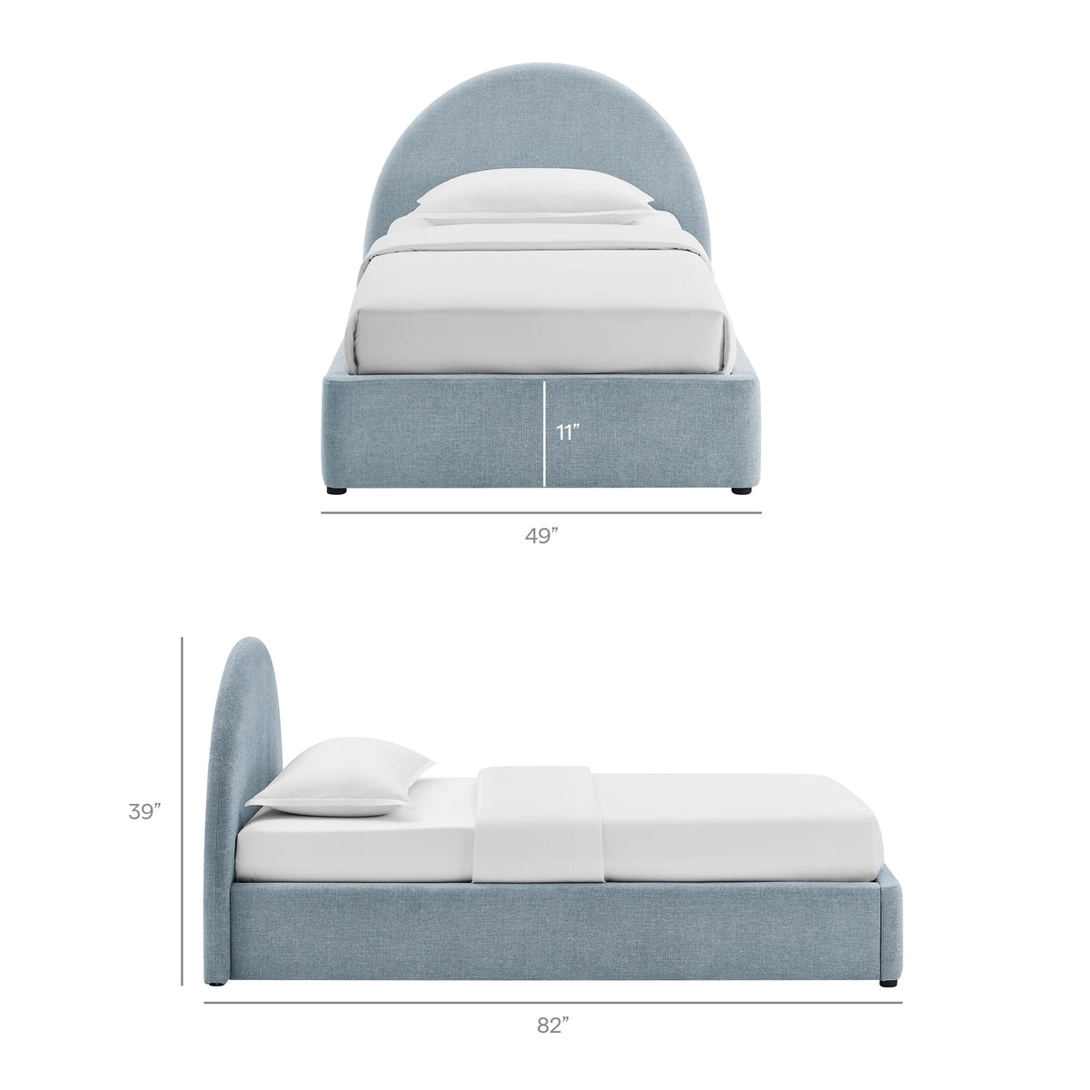 Resort arched upholstered fabric storage platform bed frame in blue-gray by HouseOfZazla on Tampa Home & Garden Store