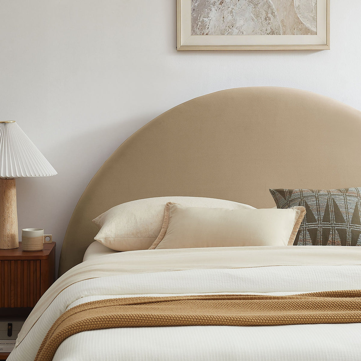 Resort Arched performance velvet storage platform bed frame in tan upholstery by Modway on Tampa Home & Garden Store