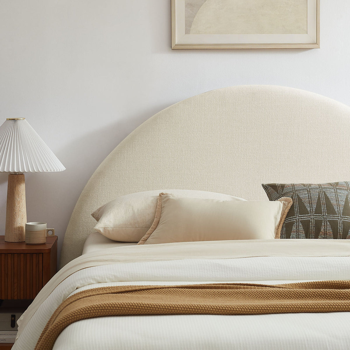 Resort Arched Upholstered Fabric Storage Platform Bed Frame by Modway in beige fabric on Tampa Home & Garden Store