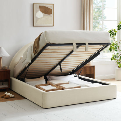 Resort arched upholstered fabric storage platform bed frame by Modway in beige fabric on Tampa Home & Garden Store