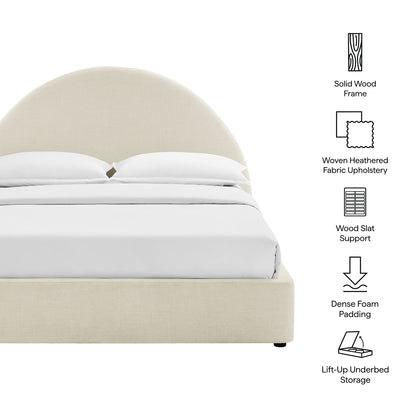 Resort arched upholstered fabric storage platform bed frame beige HouseOfZazla on Tampa Home & Garden Store