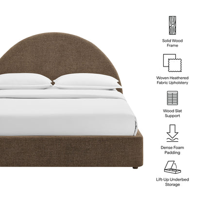 Resort Arched Upholstered Fabric Storage Platform Bed Frame by Modway, brown fabric headboard on Tampa Home & Garden Store