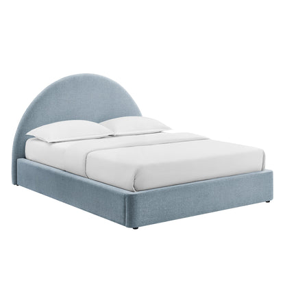 Resort arched upholstered fabric storage platform bed frame in blue with white bedding Modway on Tampa Home & Garden Store