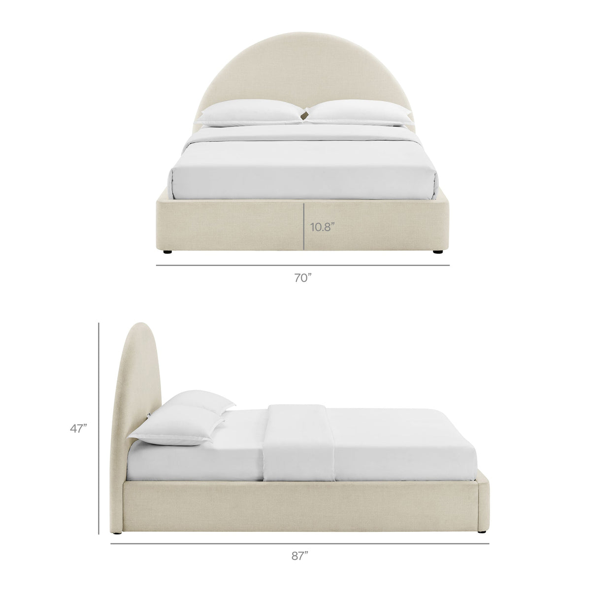 Resort Arched Upholstered Fabric Storage Platform Bed Frame beige HouseOfZazla on Tampa Home & Garden Store