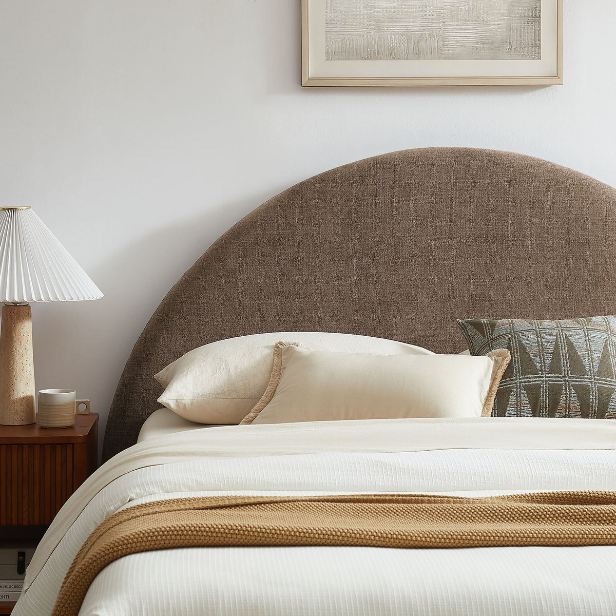 Modway Resort Arched Upholstered Fabric Storage Platform Bed Frame in Brown Fabric on Tampa Home & Garden Store