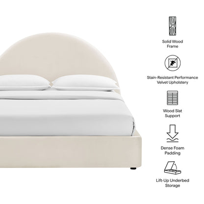 Resort arched velvet storage platform bed frame in ivory with solid wood frame by Modway on Tampa Home & Garden Store