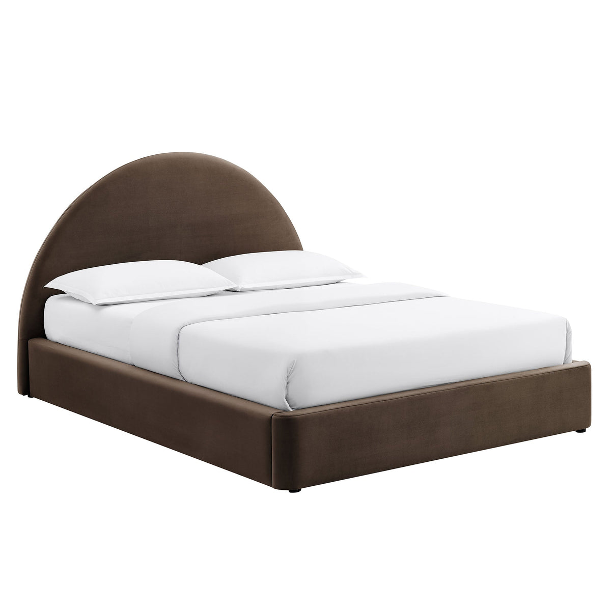 Resort Arched Performance Velvet Storage Platform Bed Frame in brown velvet upholstery on Tampa Home & Garden Store