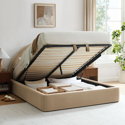 Resort Arched Velvet Storage Bed Frame by Modway with wood slats and black metal frame on Tampa Home & Garden Store