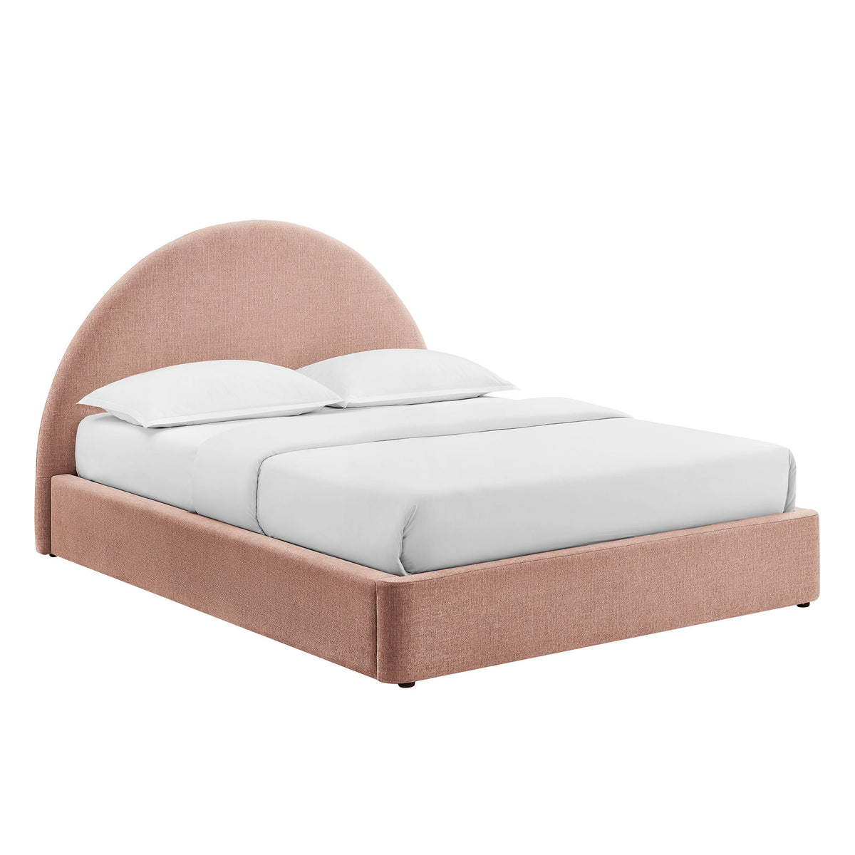Resort arched upholstered fabric storage platform bed frame blush pink by HouseOfZazla on Tampa Home & Garden Store