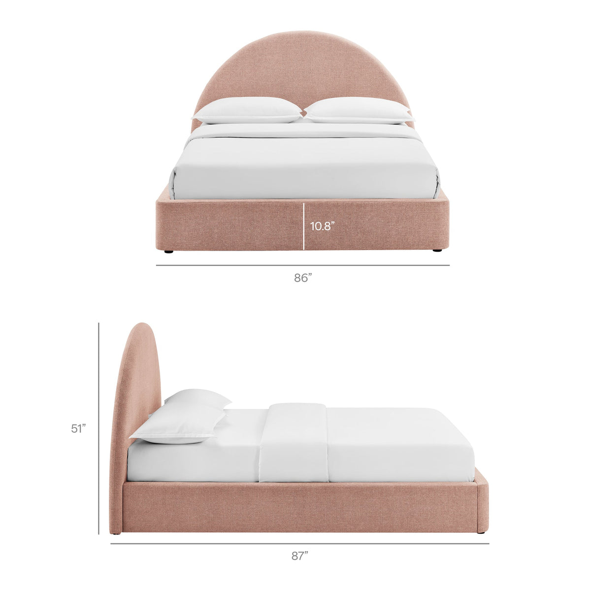 Resort arched upholstered fabric storage platform bed frame in blush pink by Modway on Tampa Home & Garden Store
