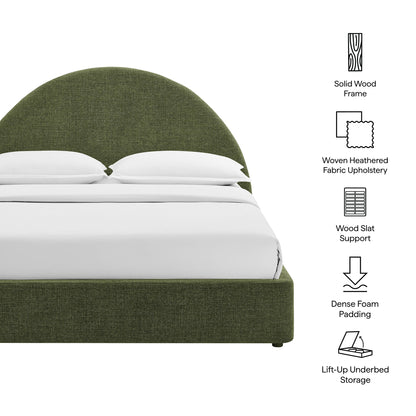 Resort arched upholstered fabric storage platform bed frame by Modway in olive green on Tampa Home & Garden Store