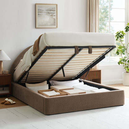 Resort arched upholstered fabric storage platform bed frame in taupe by Modway on Tampa Home & Garden Store