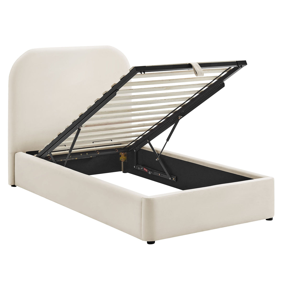 Keynote Performance Velvet Storage Bed Frame Modway, cream with hydraulic lift storage on Tampa Home & Garden Store