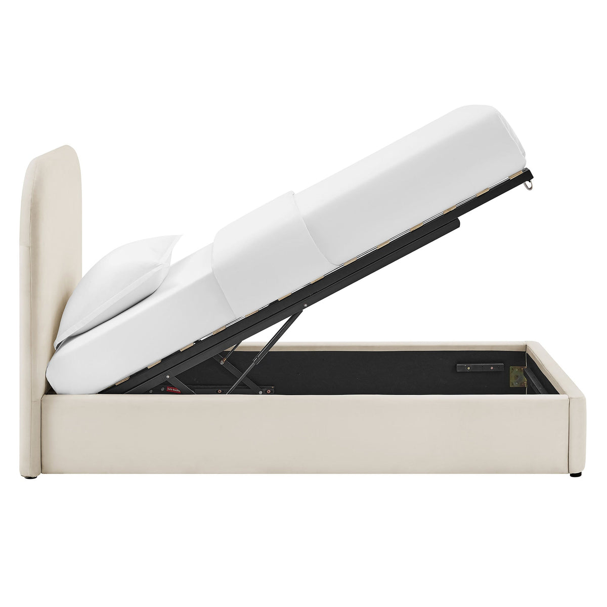 Keynote Velvet Storage Platform Bed Frame by Modway in cream velvet with lift on Tampa Home & Garden Store