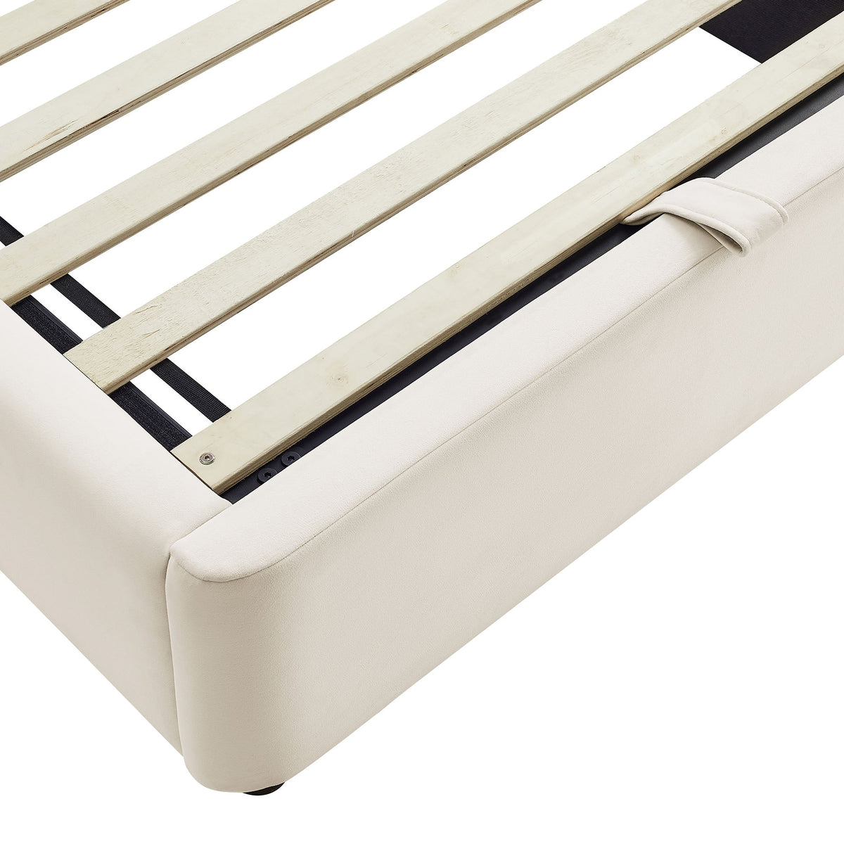 Keynote Performance Velvet storage platform bed frame beige upholstery with slats Modway on Tampa Home & Garden Store