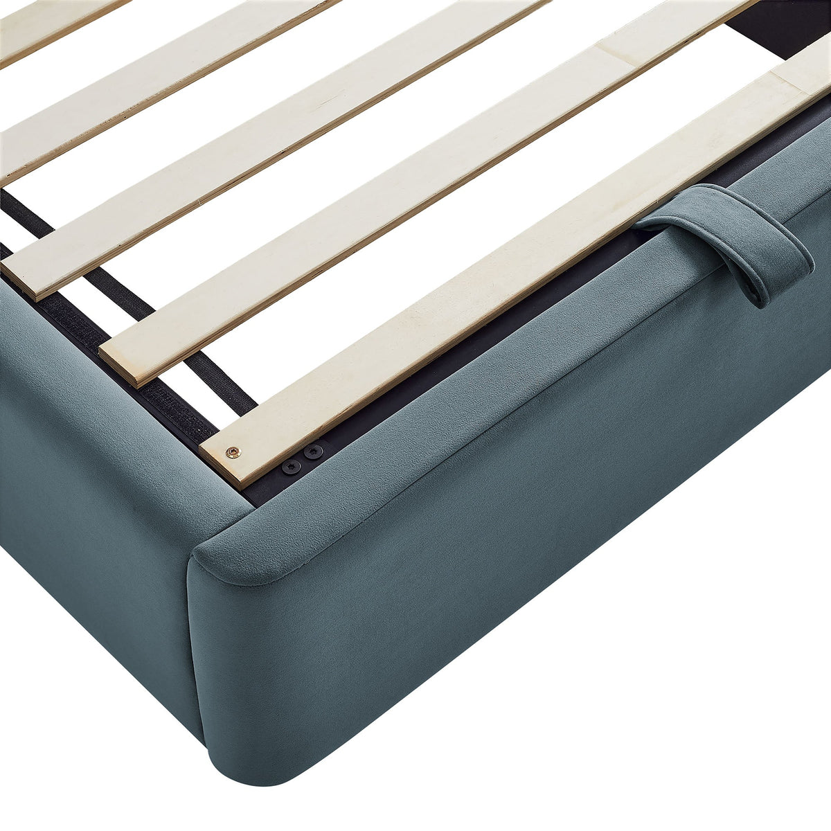 Keynote Performance Velvet Storage Platform Bed Frame by Modway with teal velvet and white slats on Tampa Home & Garden Store