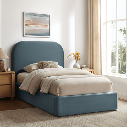 Keynote Velvet Storage Platform Bed Frame by Modway teal upholstered bed with curved headboard on Tampa Home & Garden Store