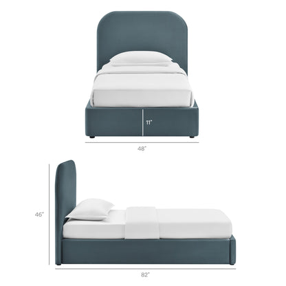 Keynote Velvet Storage Platform Bed Frame in teal with under-bed storage by HouseOfZazla on Tampa Home & Garden Store