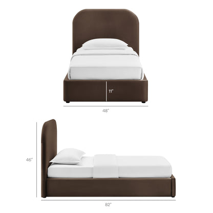 Keynote Performance Velvet storage bed frame by Modway in brown velvet with arched headboard on Tampa Home & Garden Store