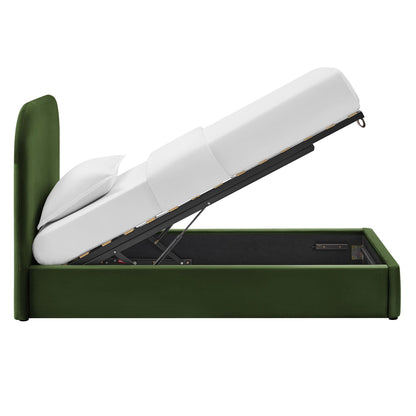 Keynote Velvet Storage Platform Bed Frame by Modway in green velvet with lift storage on Tampa Home & Garden Store