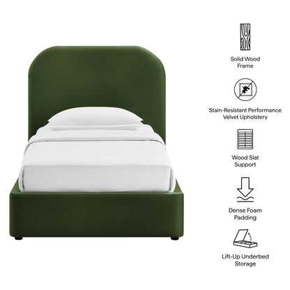 Keynote Performance Velvet Storage Bed Frame by Modway, green velvet with lift-up storage on Tampa Home & Garden Store