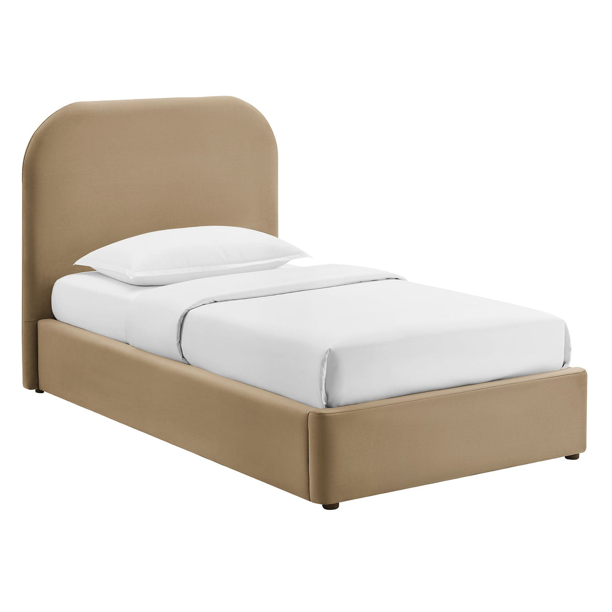 Keynote Performance Velvet Storage Platform Bed Frame by Modway in tan with storage base on Tampa Home & Garden Store